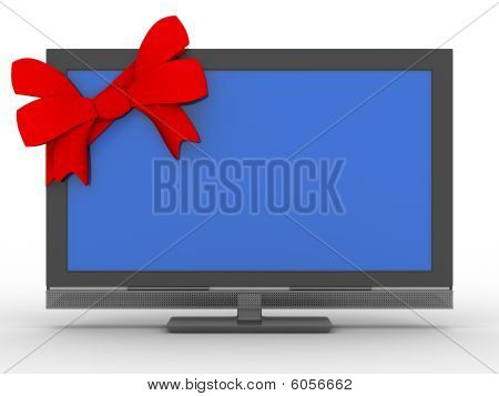 TV In Gift op witte achtergrond. Geïsoleerde 3D-beeld