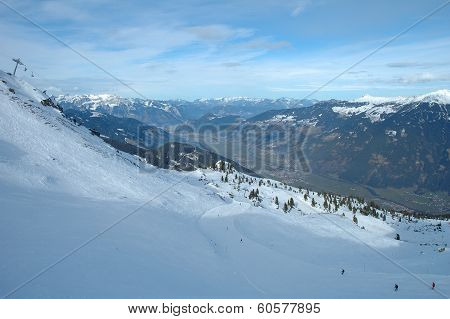 Ski Slope And Valley