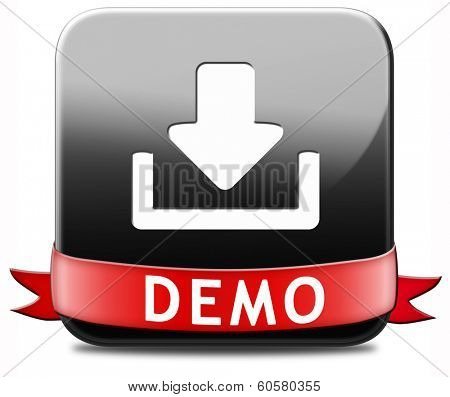 Demo download button or icon for free trial demonstration