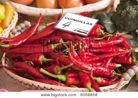 Červené chilli papričky