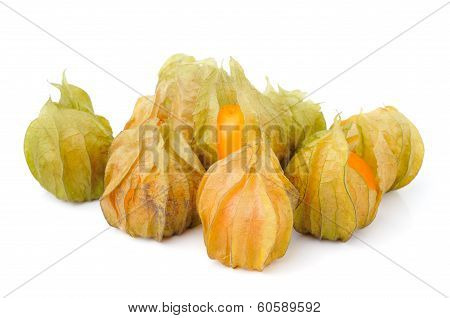 Fresh Physalis (cape Gooseberry) Isolated On White Background