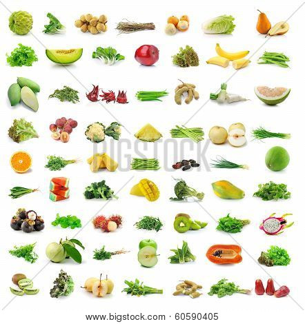 Fruit And Vegetable Isolated On White Background