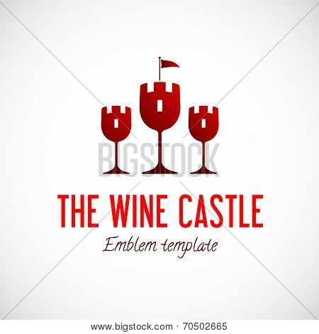 Abstract Wine Glass Castle Vector Concept Symbol Icon