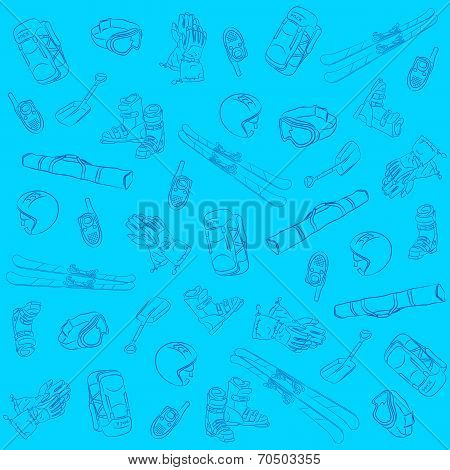 Hand Drawn Ski Seamless Pattern