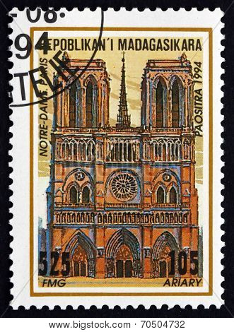 Postage Stamp Malagasy 1995 Notre Dame Cathedral, Paris