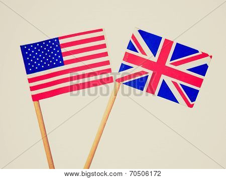 Retro Look British And American Flags