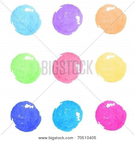 Set of watercolor paint circles. Vector design elements.