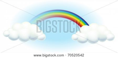 Illustration of a rainbow in the sky on a white background