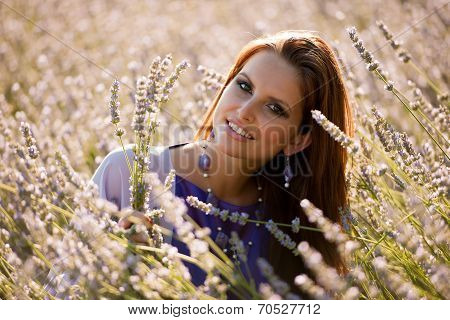 Beautiful Young Woman On Lavander Field - Lavanda Girl