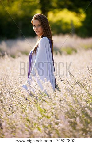 Beautiful Young Woman On Lavander Field - Lavanda Girl