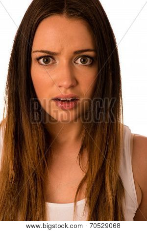 Frightened Woman - Preety Girl Gesturing Fear
