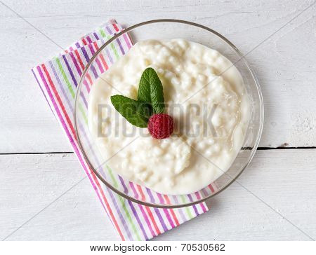 Rice Pudding With Mint And Raspberry