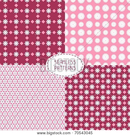 Set of seamless floral patterns. Vector illustration. Beautiful background. Endless texture can be u