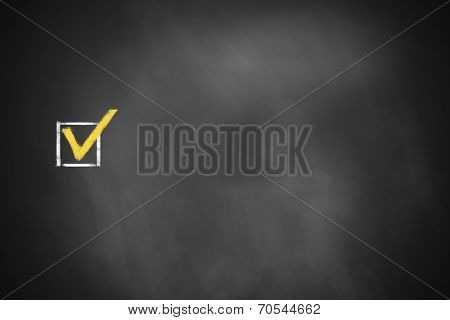 Checkbox Marked On Black Chalkboard