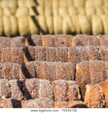 Baking Of Czech Trdelnik On The Street Of Prague