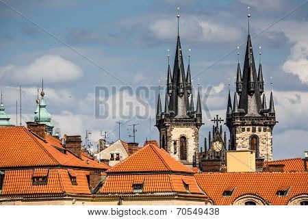 View Of The Tyn Church In Prague
