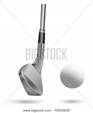 Illustration of a club and a ball on a white background