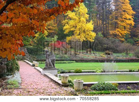 Autumn time in historic Cranbrook house in Michigan