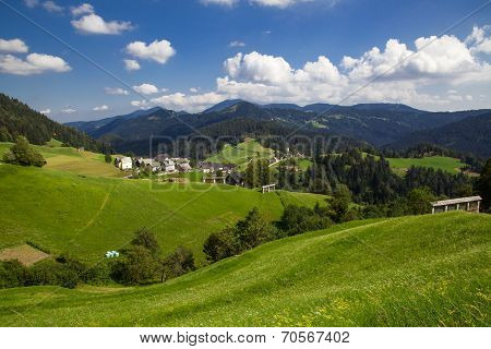 Beautiful View Of Little Village In Slovenia