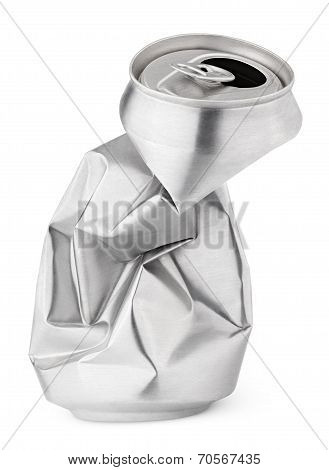 Crumpled Empty Soda Or Beer Can Isolated On White