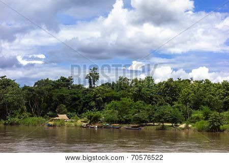 Mekok River And Boats.