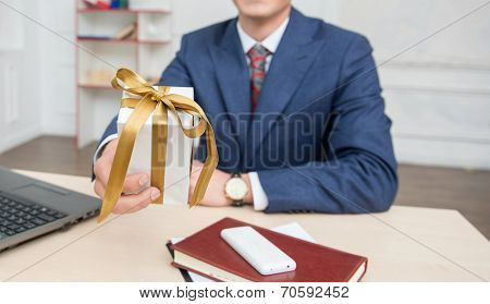 Portrait of young businessman in office