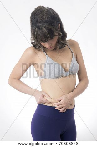 Fitness Girl Squeezing Her Fat