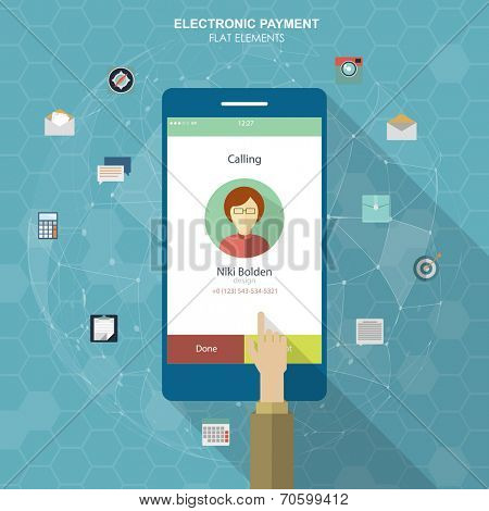IInfographics mobile phone data. Flat social icons smartphone design infographics. Vector illustration