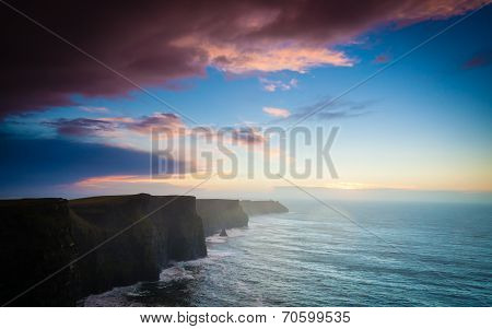Cliffs Of Moher At Sunset In Co. Clare Ireland Europe.