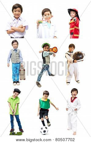 Little Boy Pretend As Many Occupation For Future