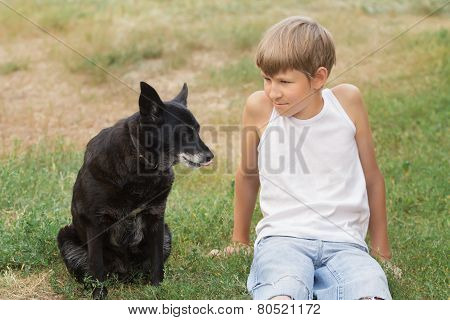 Teenage boy and his animal friend