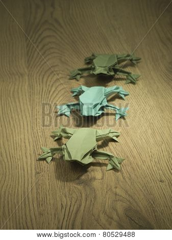 Green Origami Frogs