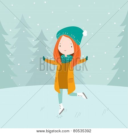 Girl training Ice skating figure