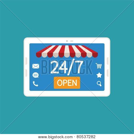 Concept Of Day And Night Online Shop On Modern Smart Phone
