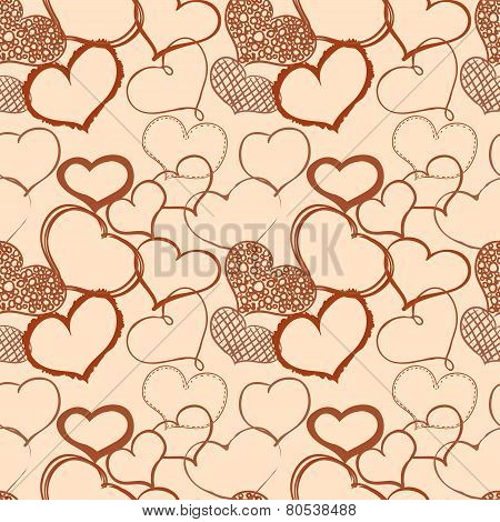 Doodle Hearts Seamless Pattern