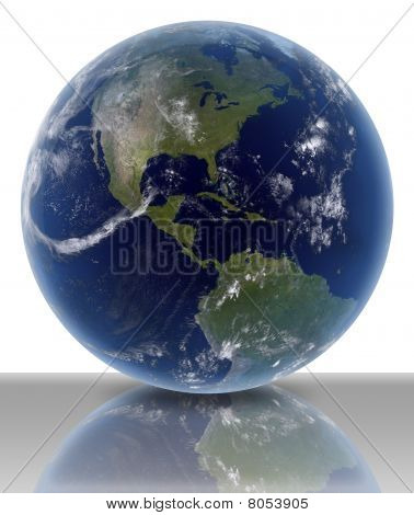 Planetjorden med reflektion