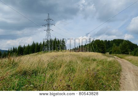 Power line in the mountains