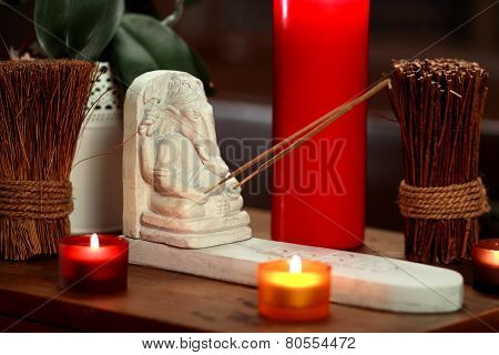 Spa still life with aromatic candles