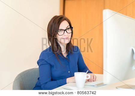 Woman On Desk