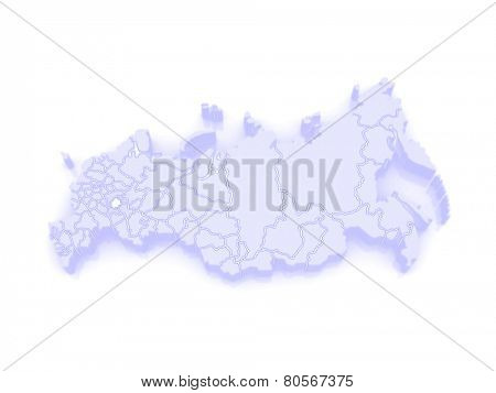 Map of the Russian Federation. Republic of Chuvashia. 3d
