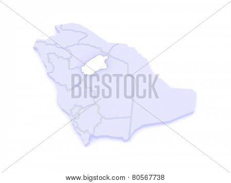 Map of Al Qasim. Saudi Arabia. 3d