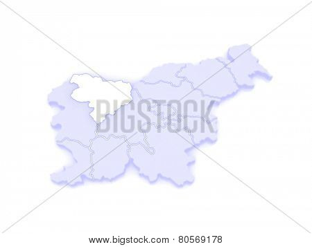 Map of Gorenjska region. Slovenia. 3d