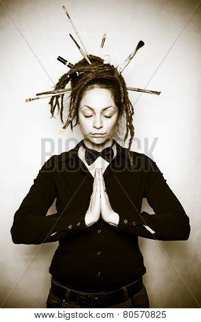 Meditating girl