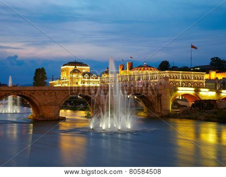 Macedonian's capital city Skopje. Old stone bridge