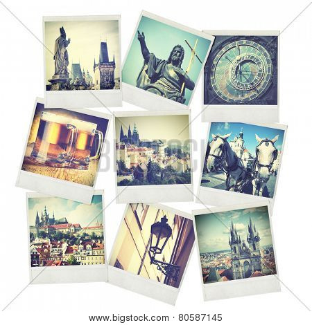 Set of old instant photos of Prague