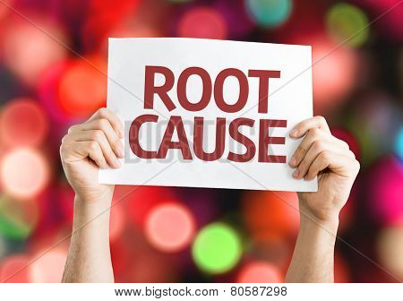 Root Cause card with colorful background with defocused lights