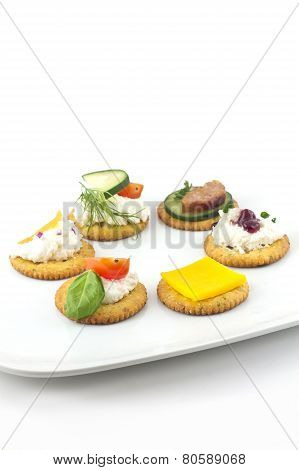 Crackers Canopes With Toppings