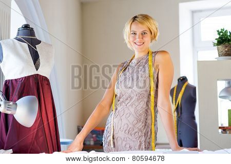 Seamstress in atelier studio