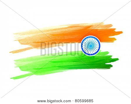vector indian flag design made with color strokes on a white background