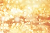 Festive Background With Natural Bokeh And Bright Golden Lights. Vintage Magic Background With Color